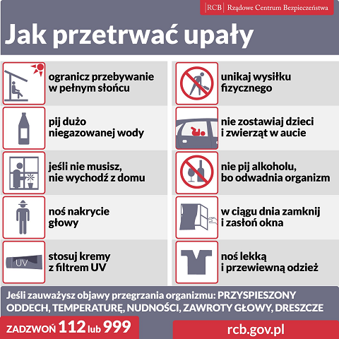 Ulotka ostrzegająca przed upałami